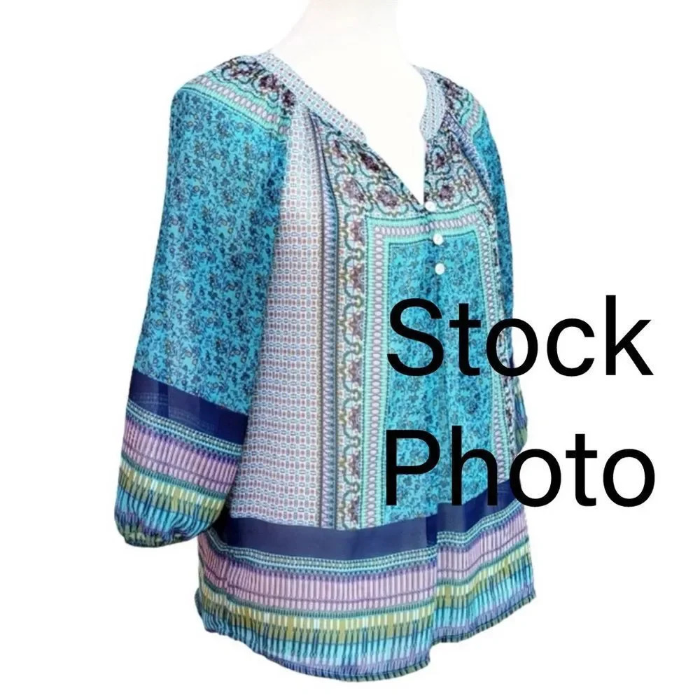 fig & flower Bohemian peasant top Anthropologie Sz M EUC - Picture 2 of 8